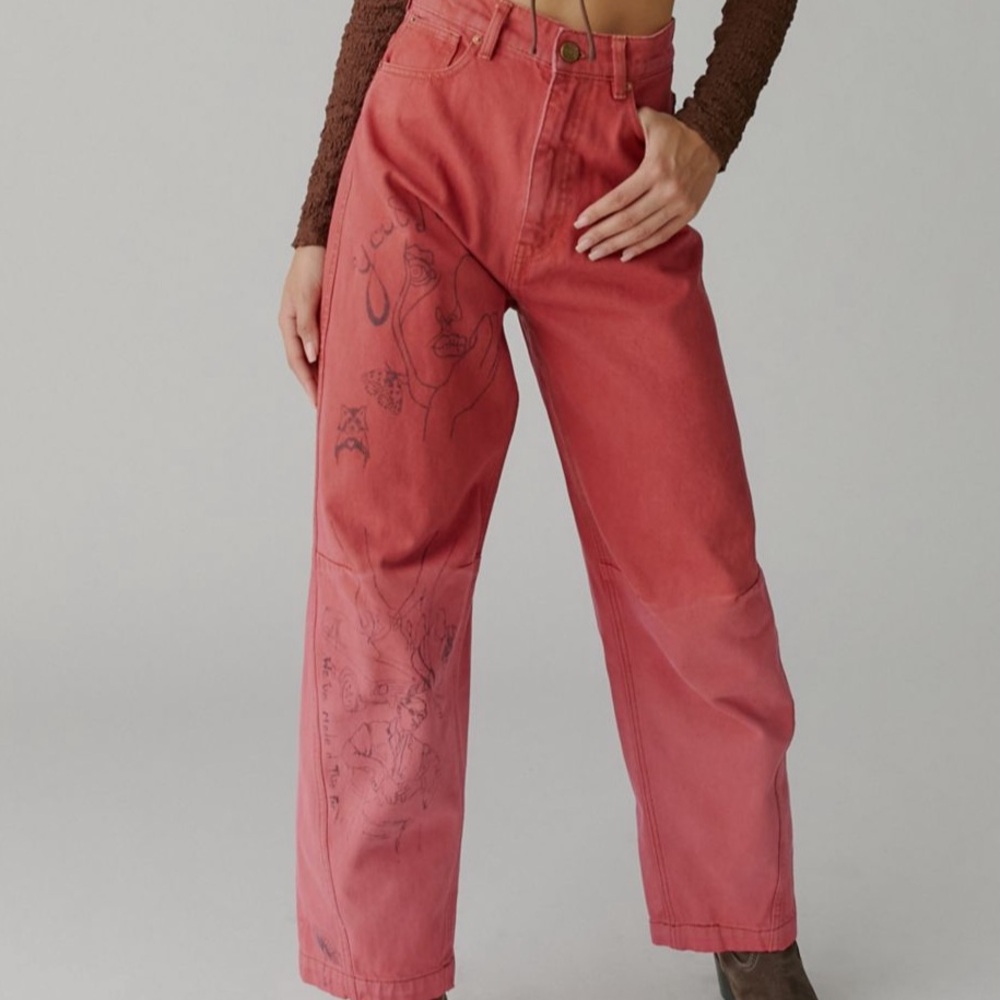 Urban Outfitters-BDG-Rih Extreme Baggy Jean-Graffiti-Size 27-Read